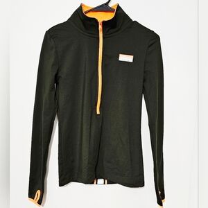 Victoria's Secret PINK Ultimate Half-Zip Jacket Olive Green Orange Accent Sz XS